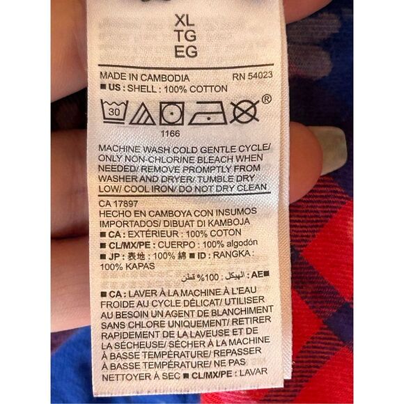 Old Navy Plaid Flannel Shirt Customized Bleached Distressed Southern Logo Sz XL - Picture 4 of 6